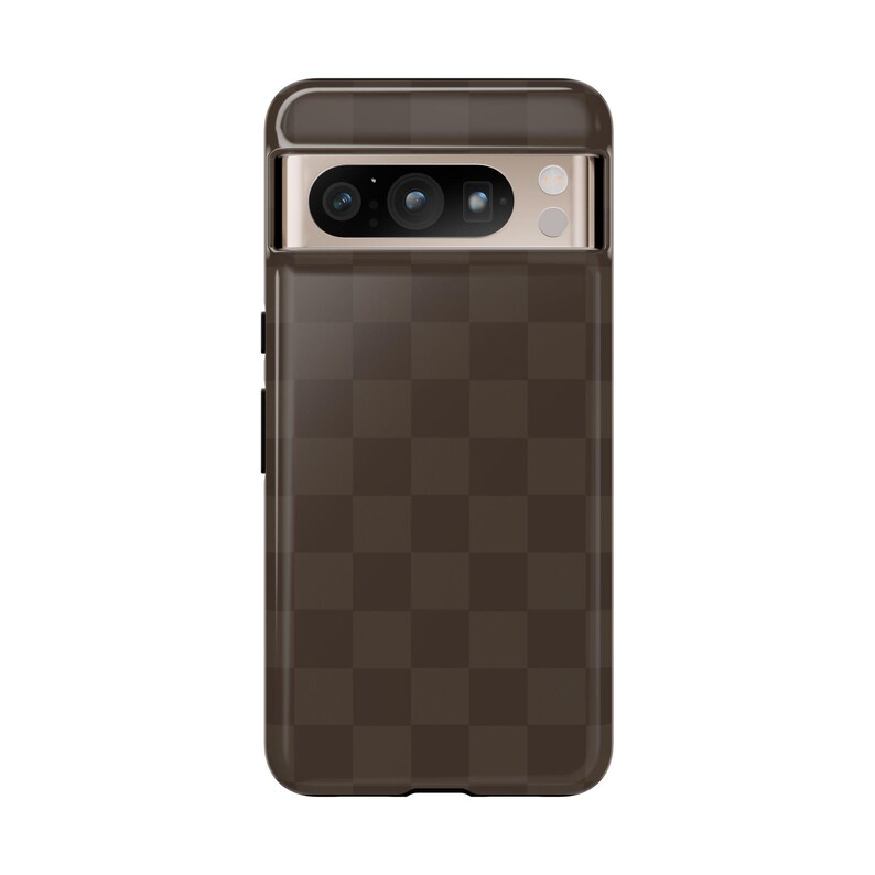Chocolate Brown Checkered Phone Case Neutral Designer iPhone 17 16 15 14 13 12 11 Air Pro Max Plus Samsung Galaxy S26 Ultra Google Pixel 9 9 image 8