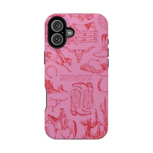 MagSafe Compatible Western Phone Case Howdy Country Cowboy Boots Rodeo Pink Red iPhone 17 Air Pro Max Plus Case iPhone 16 15 14 13 Pro Max image 6