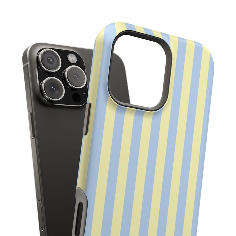 MagSafe Compatible Butter Yellow Blue Striped Phone Case Summer Spring Stripes iPhone 17 Air Pro Max Plus Case iPhone 16 15 14 Pro Max Plus afbeelding 9
