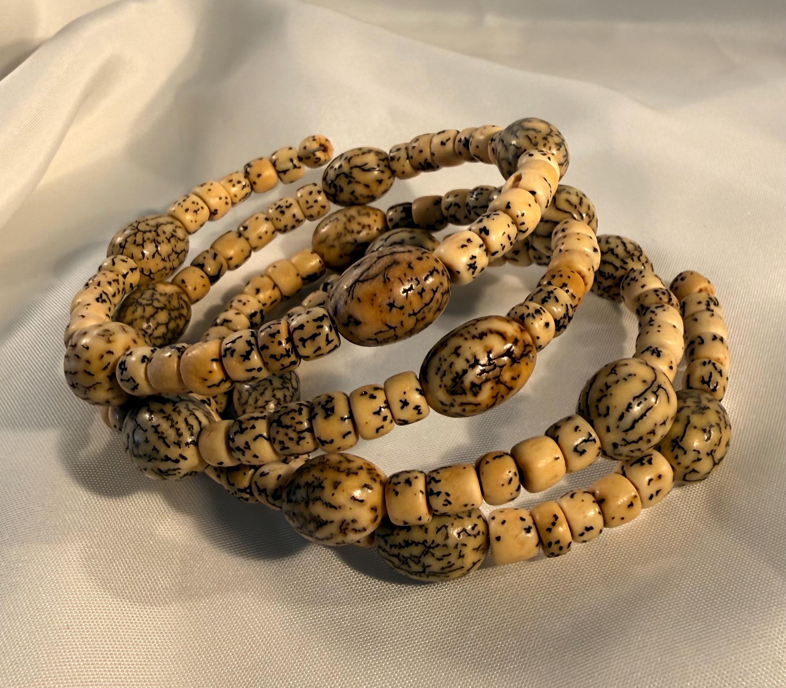 Natural Betel Nut Beads Necklace, Buri Root Beads Necklace, Casual