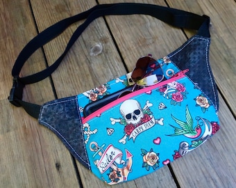 CLEARANCE Fanny Pack Hip Bag Nautical Tattoos Ready To Ship