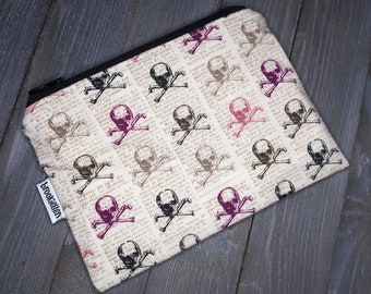 Reusable Snack Bag Makeup Bag Dog Treat Waterproof Skull and Crossbones Ready to Ship