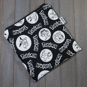 Sandwich Bag Reusable Black and White Pokemon Ready to Ship image 1