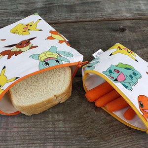 Sandwich Bag Reusable Black and White Pokemon Ready to Ship image 2