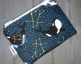 Reusable Snack Bag Makeup Bag Dog Treat Waterproof Orcas Ready to Ship