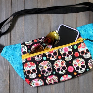 Fanny Pack Hip Bag Sugar Skulls Ready To Ship image 6