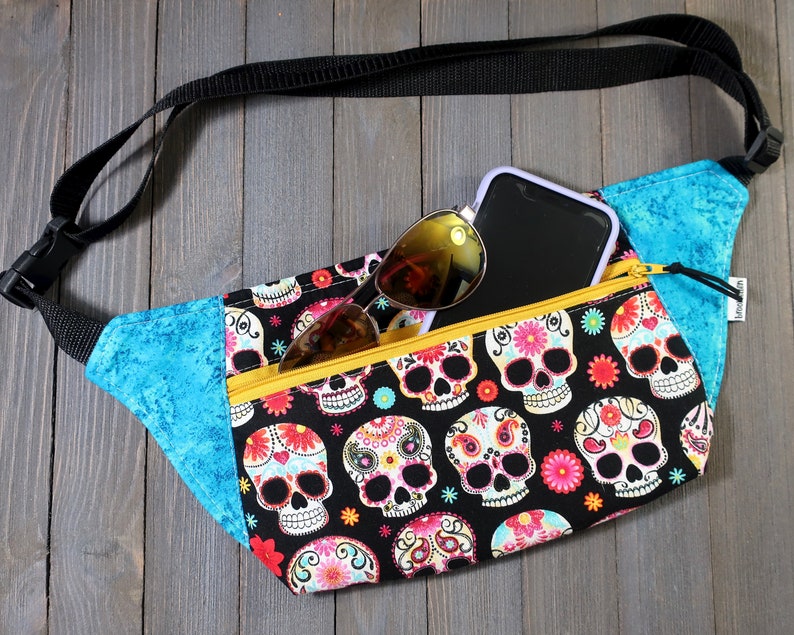 Fanny Pack Hip Bag Sugar Skulls Ready To Ship image 6