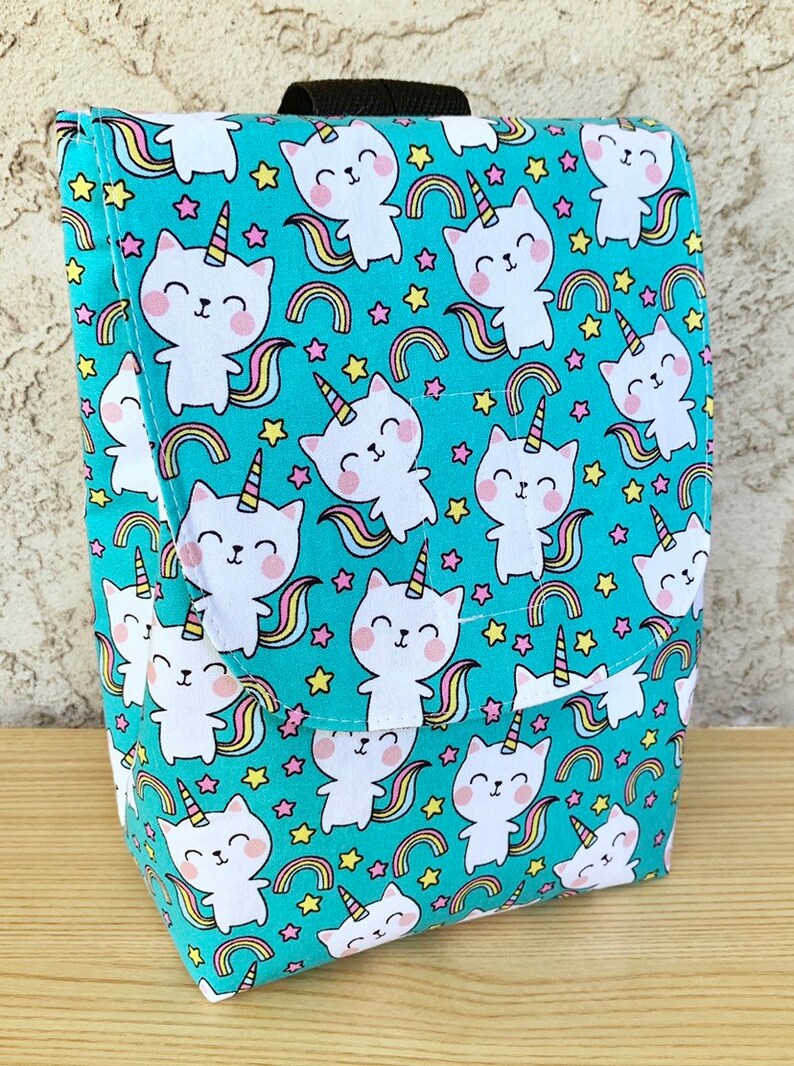 Insulated Lunch Bag Lunch Tote Unikitties and Rainbows Ready to Ship image 1