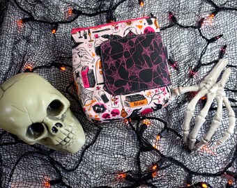 Zip Pouch Haunted Halloween Apothecary Spiderwebs Ready To Ship