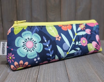 Makeup Cosmetic Pencil Bag Retro Floral Ready to Ship