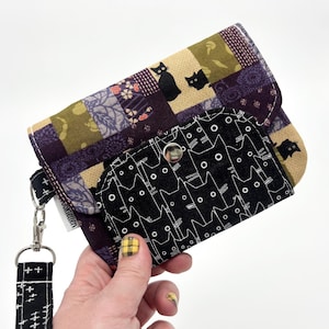 Cartera de mano grande Kitty Patchwork, lista para enviar