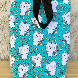 Insulated Lunch Bag Lunch Tote Unikitties and Rainbows Ready to Ship image 5