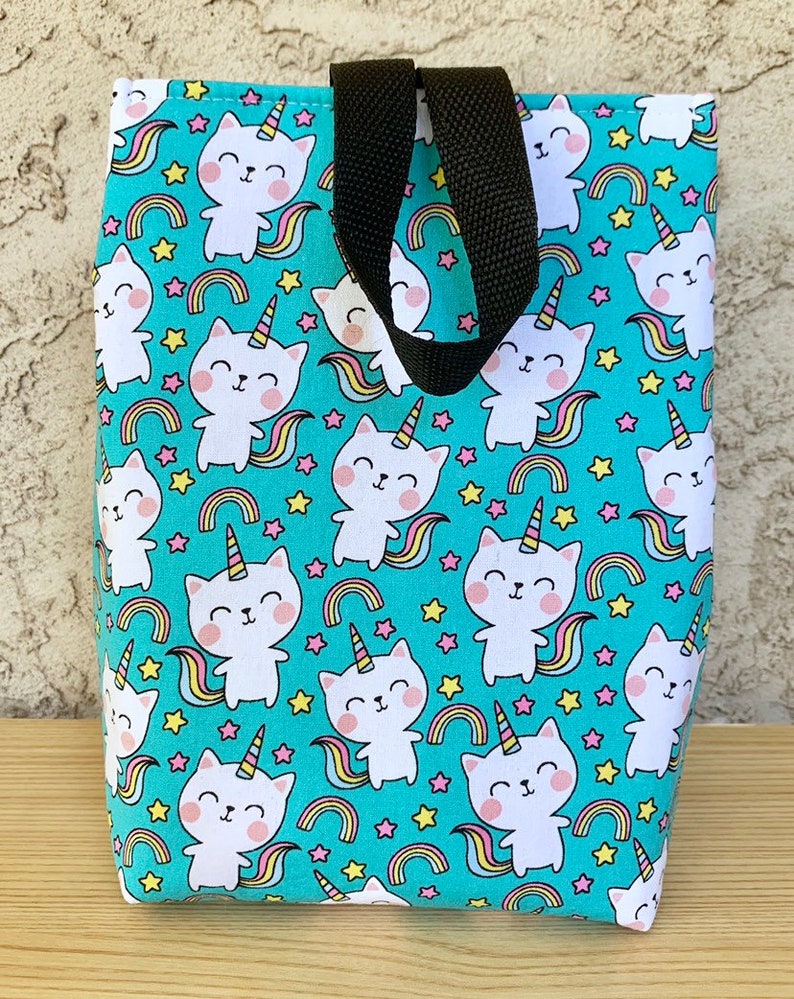 Insulated Lunch Bag Lunch Tote Unikitties and Rainbows Ready to Ship image 5