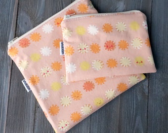 Reusable Sandwich Bag and Snack Bag Set of 2 Happy Sunshine Ready To Ship