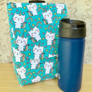 Insulated Lunch Bag Lunch Tote Unikitties and Rainbows Ready to Ship image 2