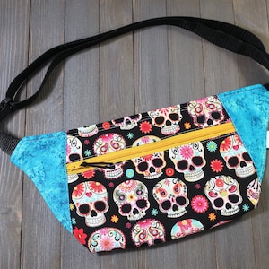 Fanny Pack Hip Bag Sugar Skulls Ready To Ship image 1