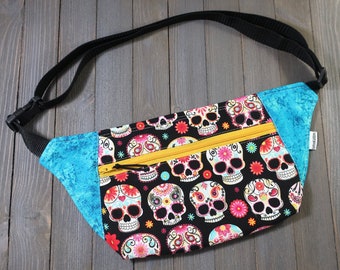 Fanny Pack Hip Bag Sugar Skulls Ready To Ship