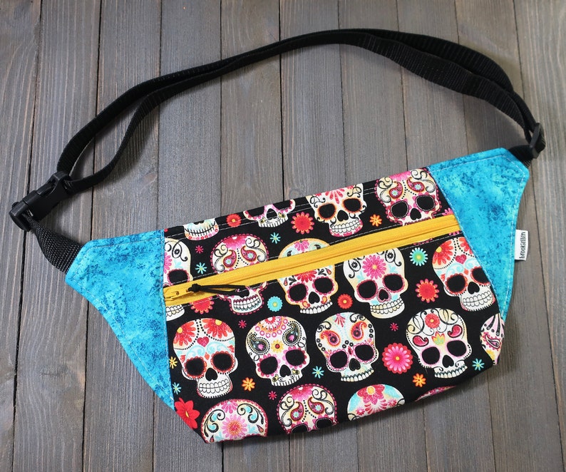 Fanny Pack Hip Bag Sugar Skulls Ready To Ship image 1