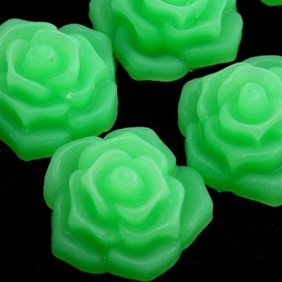 フラワーカボション プラスチックローズ 16 mm マット ジェイド