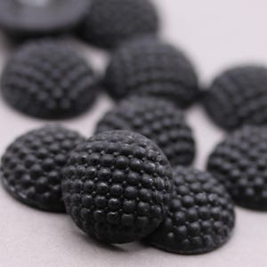Vintage Bumpy Japanese Glass Cabochons 18mm Round Black Dappled Jewelry Supplies (2) VGC526
