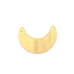 Crescent Moon Pendant 2 Hole Connector Charm Raw Brass Blank (6) CP342