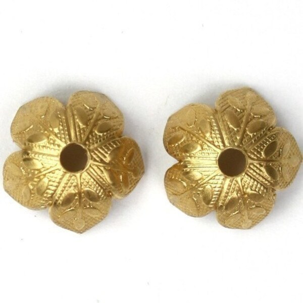 Bead Cap Textured Leaf Raw Brass 8mm Findings (10) FI210