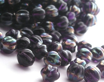 Czech Glass Beads Melon Rounds Tanzanite Celsian 8mm (25) CZP119