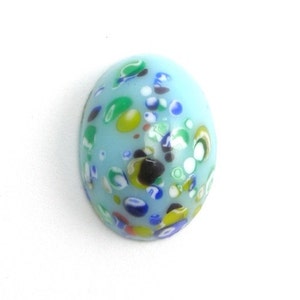 Vintage Glass Cabochon Japanese Millefiori 18x13 Blue (2) VGC113