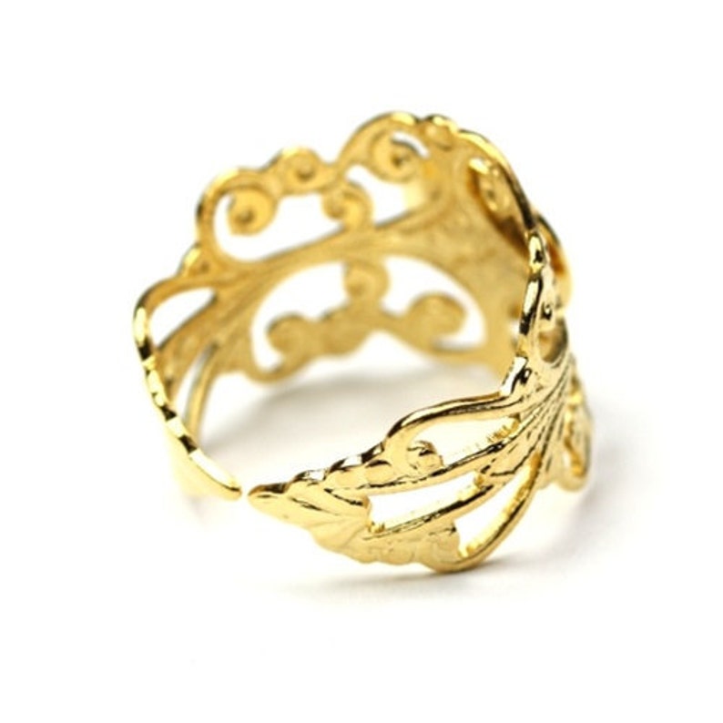 Ornate Filigree Ring Blank 3/8 Blank Pad Gold Plated 1 FI509 image 2