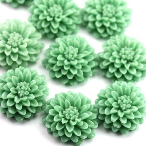 Flower Cabochons Plastic Chrysanthemum 21mm Light Teal Green (6) PC399