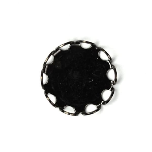 Settings 13mm Lace Edge Round Gunmetal (6) FI368