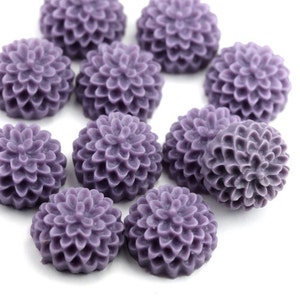 Flower Cabochons Plastic Chrysanthemum 15mm Lavender (6) PC367