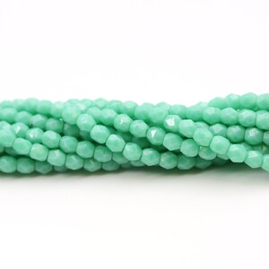 Czech Glass Beads Fire Polished Faceted Rounds 3mm Green Turquoise 50 CZF801 image 3