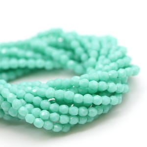 Czech Glass Beads Fire Polished Faceted Rounds 2mm Turquoise (50) CZF789