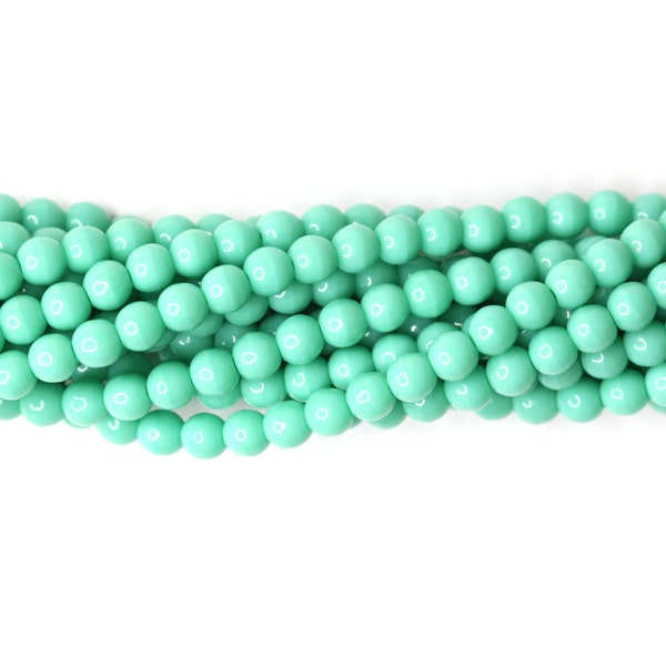 Czech Glass Bead Smooth Round Druk 4mm Opaque Turquoise (100) CZP968