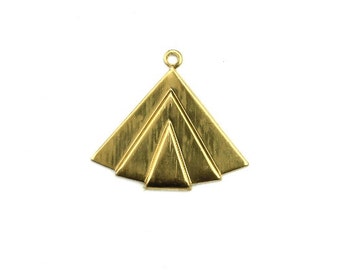 Layered Triangle Charm or Pendant Raw Brass (4) CP231