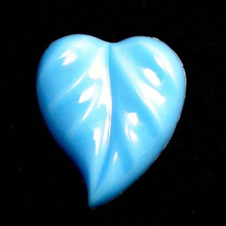 Vintage Plastic Cabochon Leaf Light Blue Flat Back Embellishment 8 VPC138 image 2