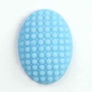 Vintage Bumpy West German Glass Cabochons 25x18mm Oval Aqua Blue (2) VGC148
