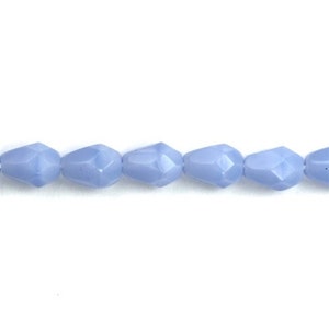 Czech Glass Beads Fire Polished Faceted Teardrops 7x5mm Milky Lt. Sapphire 25 CZF331 image 1