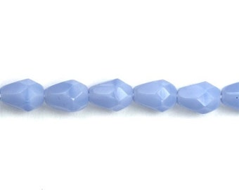 Czech Glass Beads Fire Polished Faceted Teardrops 7x5mm Milky Lt. Sapphire (25) CZF331