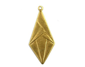 Diamond Drop with Triangle Charm or Pendant Raw Brass (4) CP230
