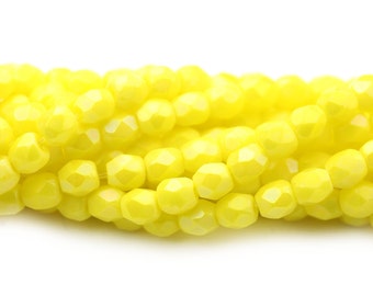 Czech Glass Beads Fire Polished Faceted Rounds 3mm Matte Luster Iris Custard (50) CZF835