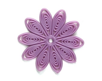 Flexible Plastic Filigree Flowers 35mm Matte Lilac (4) PB063