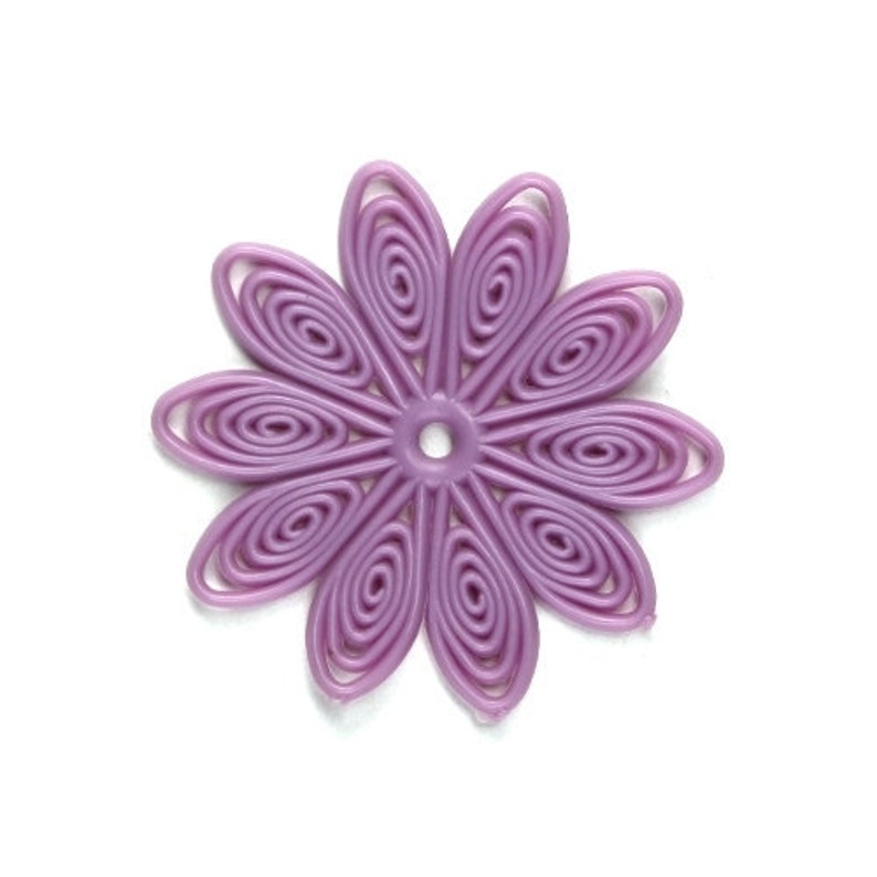 Flexible Plastic Filigree Flowers 35mm Matte Lilac 4 PB063 image 1