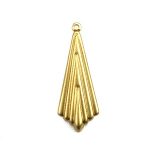 Art Deco Drop Charm Pointed Layered Raw Brass Findings Pendant (4) CP254