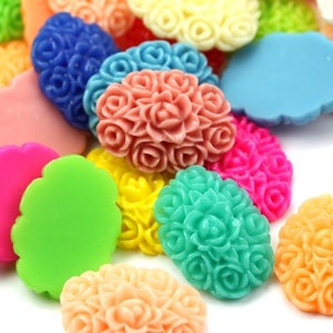 Flower Cabochon Resin Floral Cluster 18x13mm Mix Assortment (12) PC331