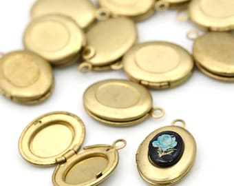 Vintage Medaillon Rohes Messing Oval 14 x 11 mm mit 8 x 6 mm Einstellung Aussparung Anhänger Tiny Charms (6) BLO16