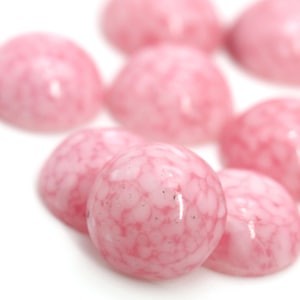 Vintage Cabochon Japanese Glass 11mm Medium Dome Lampwork Cabochon Cherry Brand Round Pink Matrix (6) VGC544
