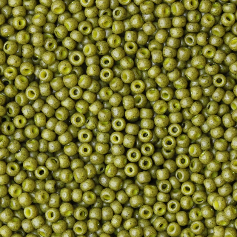 11/0 TOHO Round Glass Seed Beads Semi Glazed Olive 10 grams TH062-R image 1