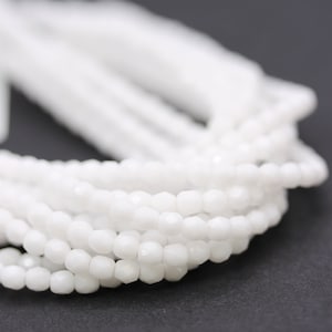 Czech Glass Beads Fire Polished 3mm Opaque White 50 CZF124 image 1